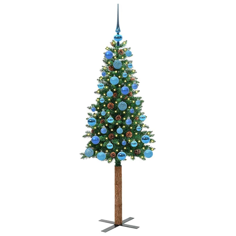 Load image into Gallery viewer, Vidaxl slanke kerstboom groen 150 cm pvc en massief dennenhout
