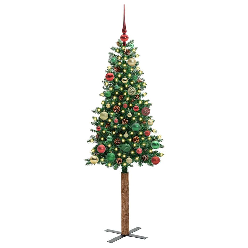 Load image into Gallery viewer, Vidaxl slanke kerstboom groen 150 cm pvc en massief dennenhout
