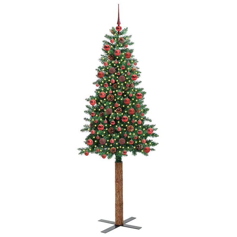 Load image into Gallery viewer, Vidaxl slanke kerstboom groen 180 cm pvc en massief dennenhout
