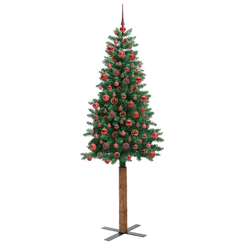 Load image into Gallery viewer, Vidaxl slanke kerstboom groen 180 cm pvc en massief dennenhout
