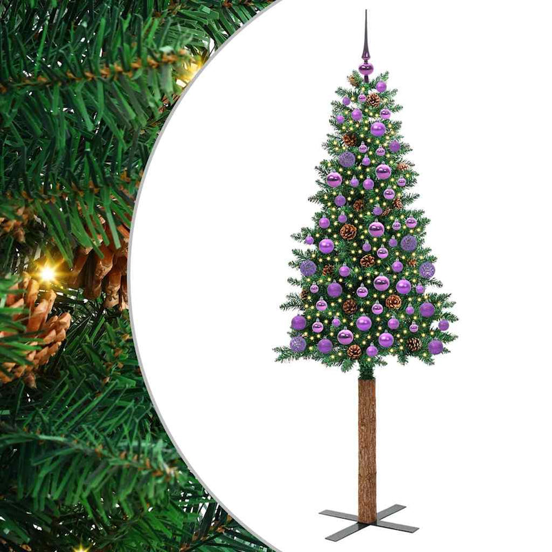 Load image into Gallery viewer, Vidaxl slanke kerstboom groen 180 cm pvc en massief dennenhout
