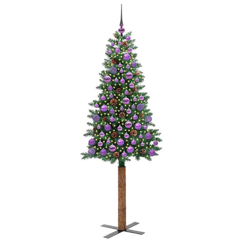 Load image into Gallery viewer, Vidaxl slanke kerstboom groen 180 cm pvc en massief dennenhout
