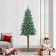 Vidaxl slanke kerstboom groen 210 cm pvc en massief dennenhout
