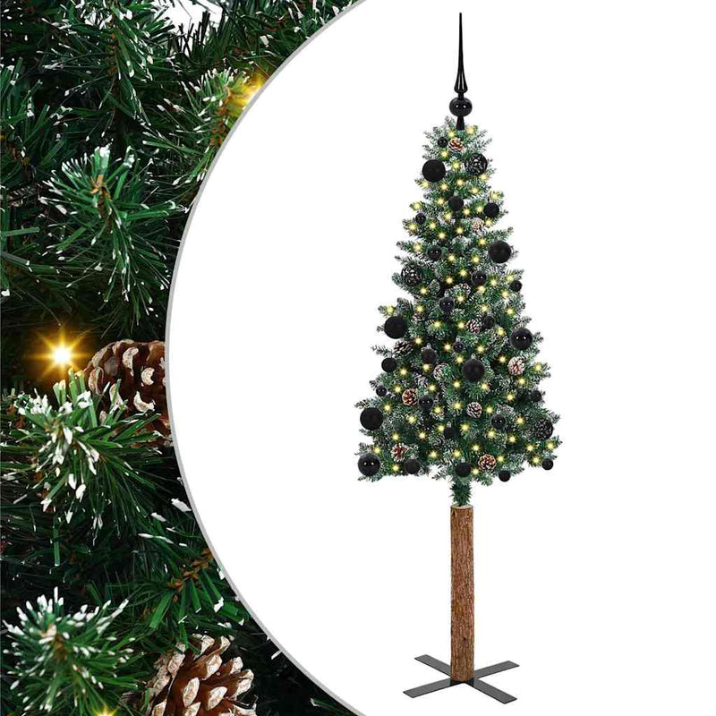 Load image into Gallery viewer, Vidaxl slanke kerstboom groen 150 cm pvc en massief dennenhout

