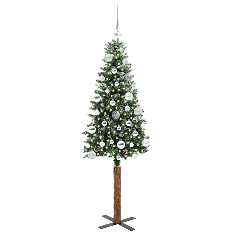 Load image into Gallery viewer, Vidaxl slanke kerstboom groen 150 cm pvc en massief dennenhout
