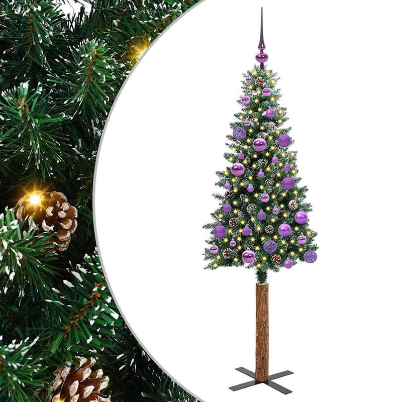 Load image into Gallery viewer, Vidaxl slanke kerstboom groen 150 cm pvc en massief dennenhout
