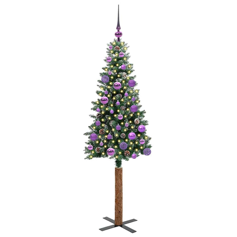 Load image into Gallery viewer, Vidaxl slanke kerstboom groen 150 cm pvc en massief dennenhout
