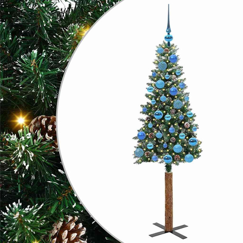Load image into Gallery viewer, Vidaxl slanke kerstboom groen 150 cm pvc en massief dennenhout
