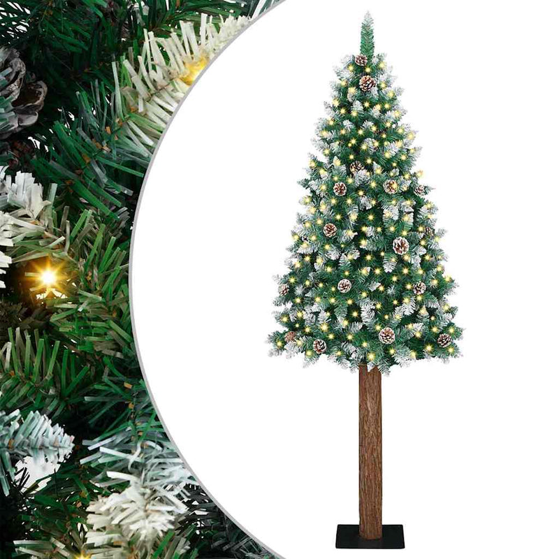 Load image into Gallery viewer, Vidaxl slanke kerstboom groen 180 cm pvc en massief dennenhout
