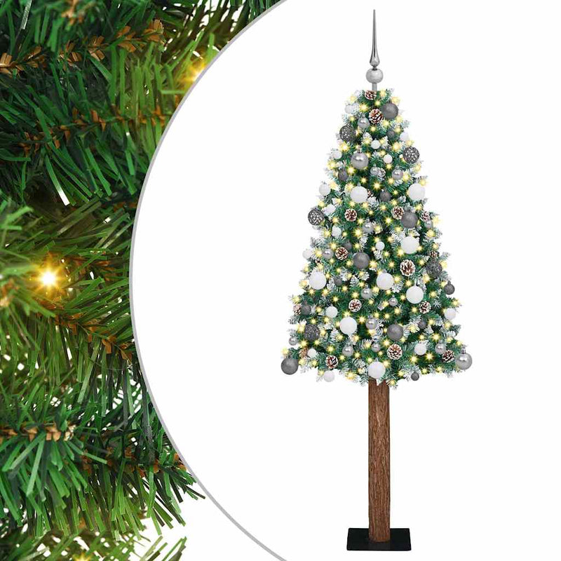 Load image into Gallery viewer, Vidaxl slanke kerstboom groen 180 cm pvc en massief dennenhout
