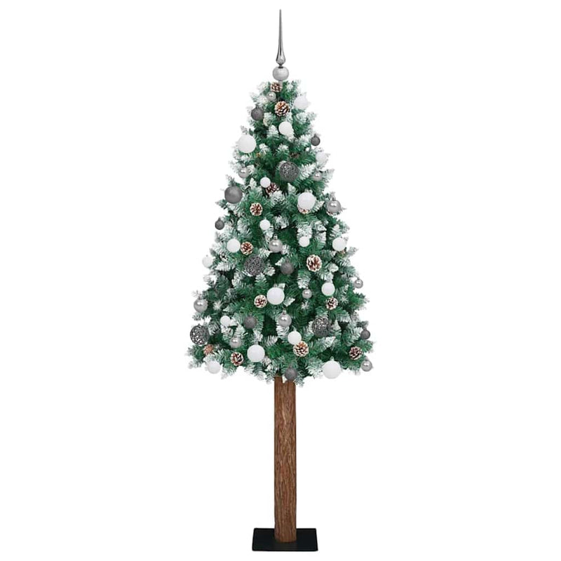 Load image into Gallery viewer, Vidaxl slanke kerstboom groen 180 cm pvc en massief dennenhout
