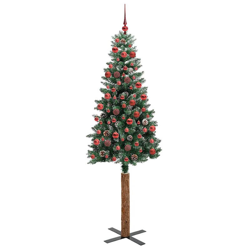 Load image into Gallery viewer, Vidaxl slanke kerstboom groen 180 cm pvc en massief dennenhout
