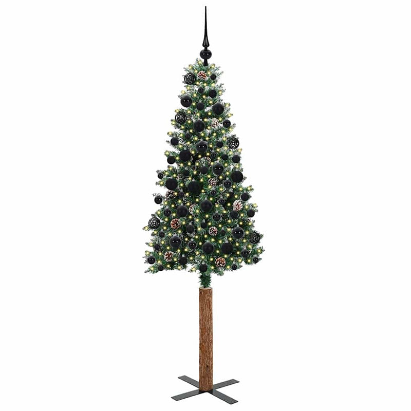 Load image into Gallery viewer, Vidaxl slanke kerstboom groen 180 cm pvc en massief dennenhout
