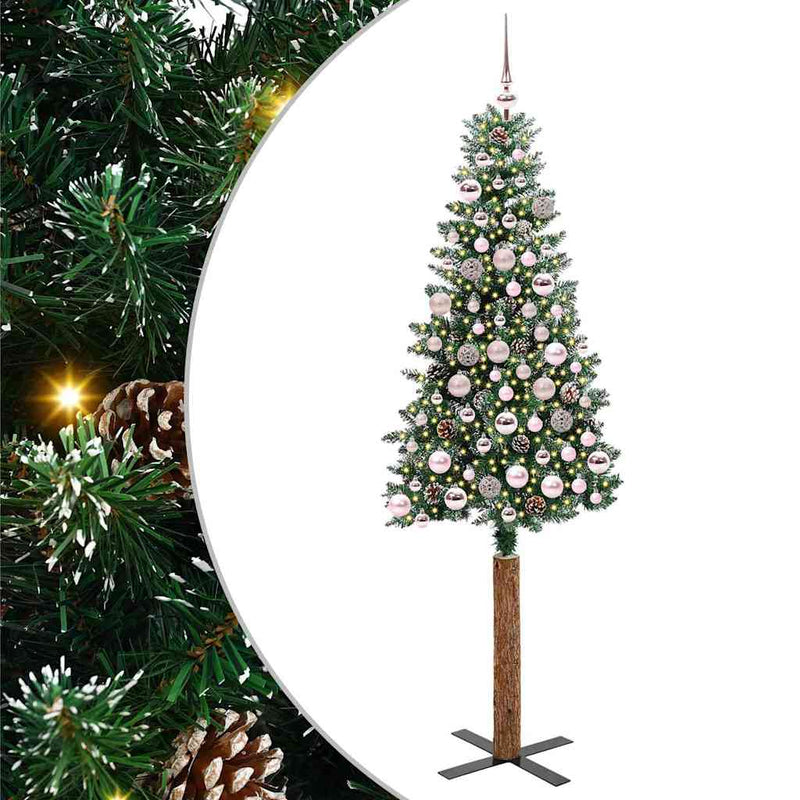 Load image into Gallery viewer, Vidaxl slanke kerstboom groen 180 cm pvc en massief dennenhout
