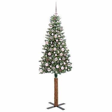 Vidaxl slanke kerstboom groen 180 cm pvc en massief dennenhout