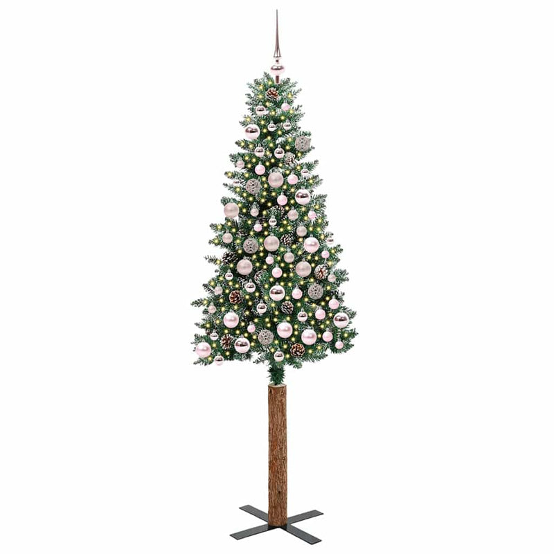 Load image into Gallery viewer, Vidaxl slanke kerstboom groen 180 cm pvc en massief dennenhout
