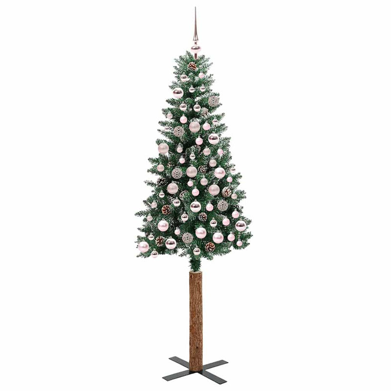 Load image into Gallery viewer, Vidaxl slanke kerstboom groen 180 cm pvc en massief dennenhout

