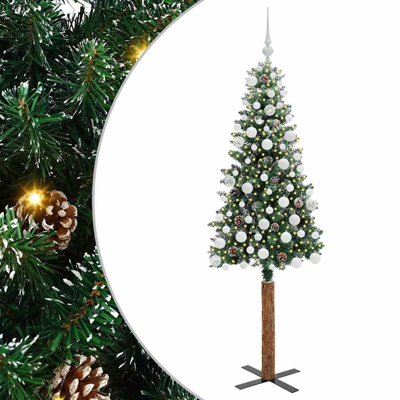 Load image into Gallery viewer, Vidaxl slanke kerstboom groen 180 cm pvc en massief dennenhout
