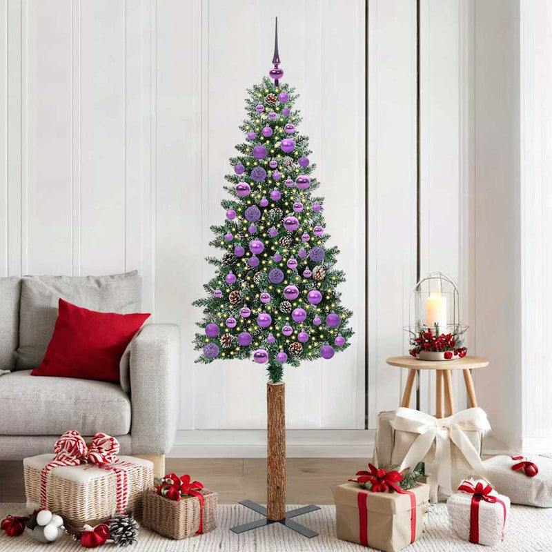 Load image into Gallery viewer, Vidaxl slanke kerstboom groen 180 cm pvc en massief dennenhout

