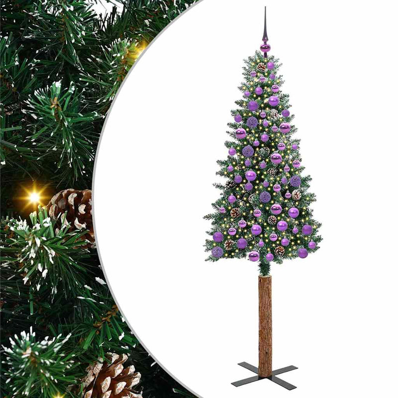 Load image into Gallery viewer, Vidaxl slanke kerstboom groen 180 cm pvc en massief dennenhout
