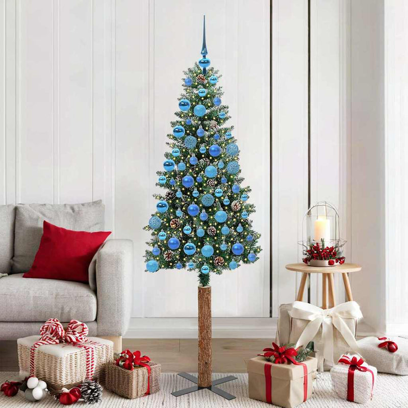 Load image into Gallery viewer, Vidaxl slanke kerstboom groen 180 cm pvc en massief dennenhout
