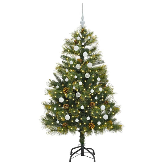 Vidaxl kunstmatige scharnier kerstboom met cones groen 150 cm