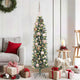 Vidaxl kunstmatige slanke kerstboom met 150 led groen en wit 120 cm