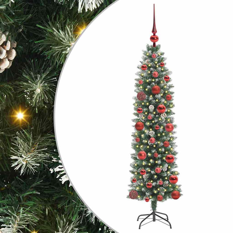 Load image into Gallery viewer, Vidaxl kunstmatige slanke kerstboom met 150 led groen en wit 120 cm
