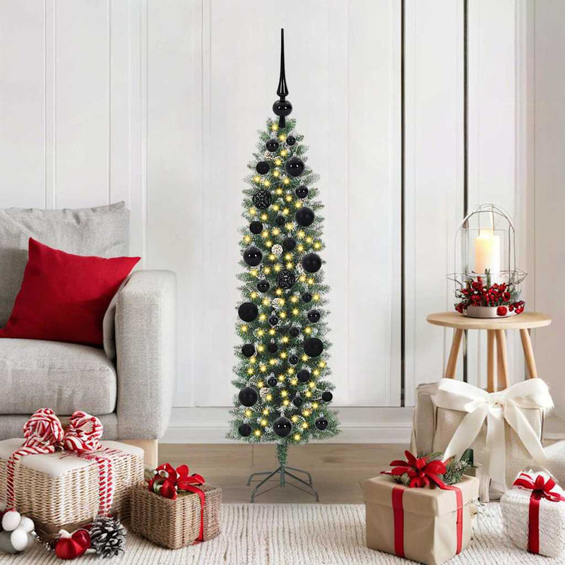 Load image into Gallery viewer, Vidaxl kunstmatige slanke kerstboom met 150 led groen en wit 120 cm
