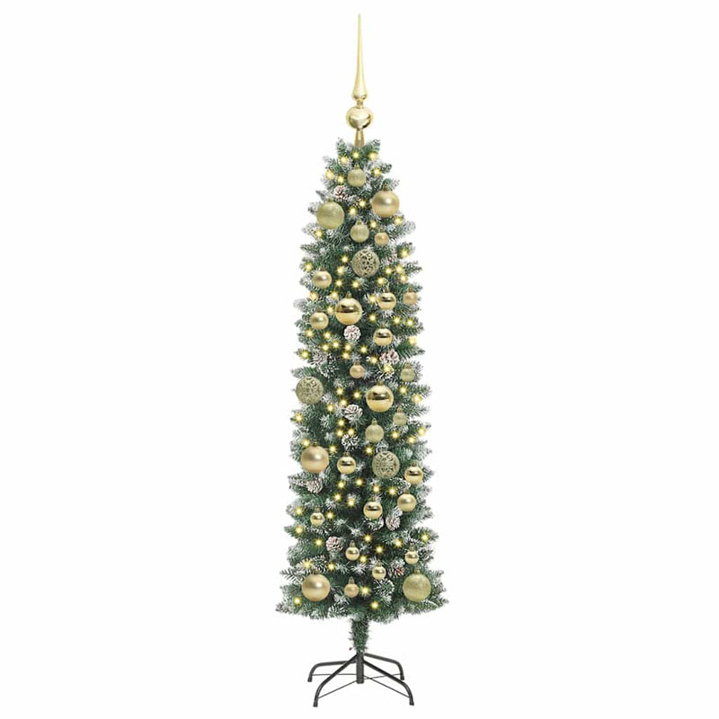 Load image into Gallery viewer, Vidaxl kunstmatige slanke kerstboom met 150 led groen en wit 120 cm
