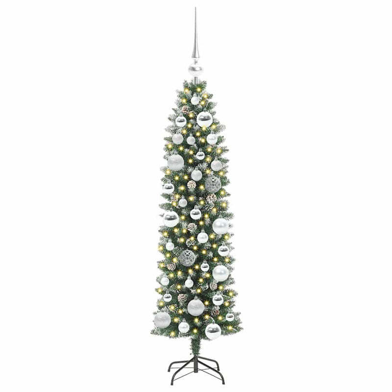 Load image into Gallery viewer, Vidaxl kunstmatige slanke kerstboom met 150 led groen en wit 120 cm

