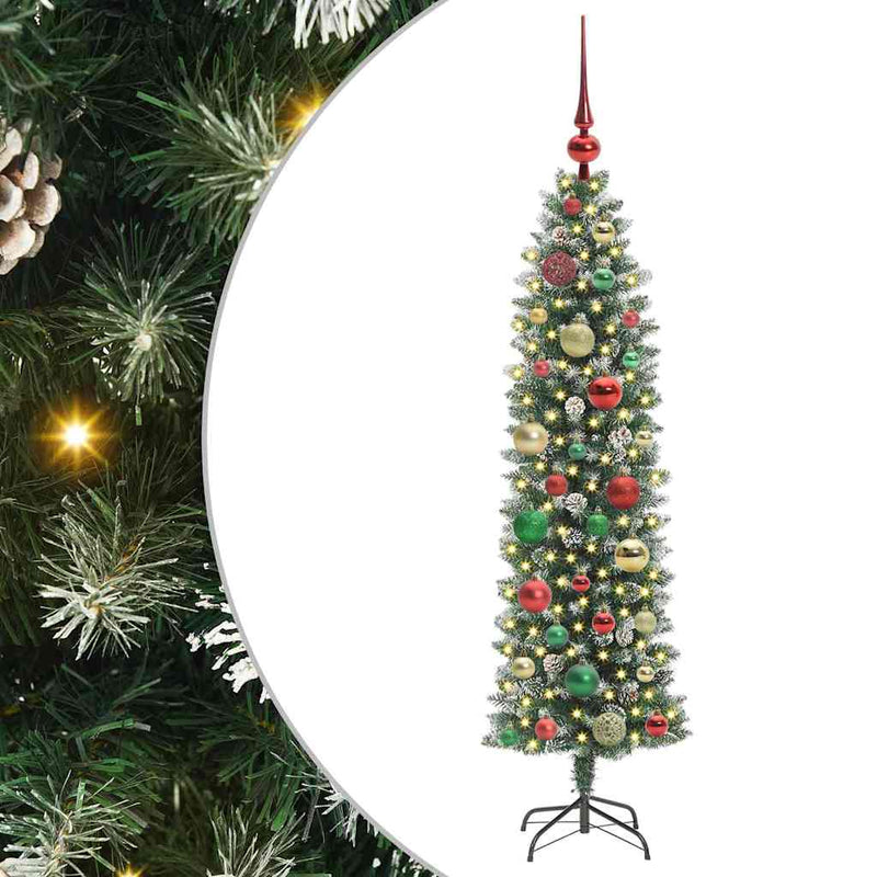 Load image into Gallery viewer, Vidaxl kunstmatige slanke kerstboom met 150 led groen en wit 120 cm
