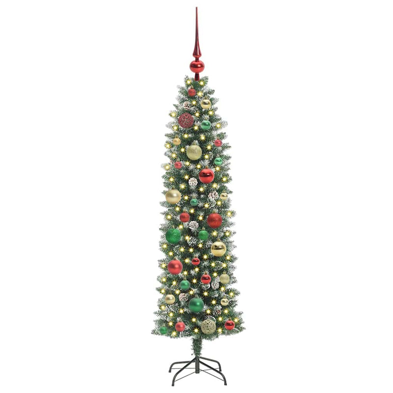 Load image into Gallery viewer, Vidaxl kunstmatige slanke kerstboom met 150 led groen en wit 120 cm
