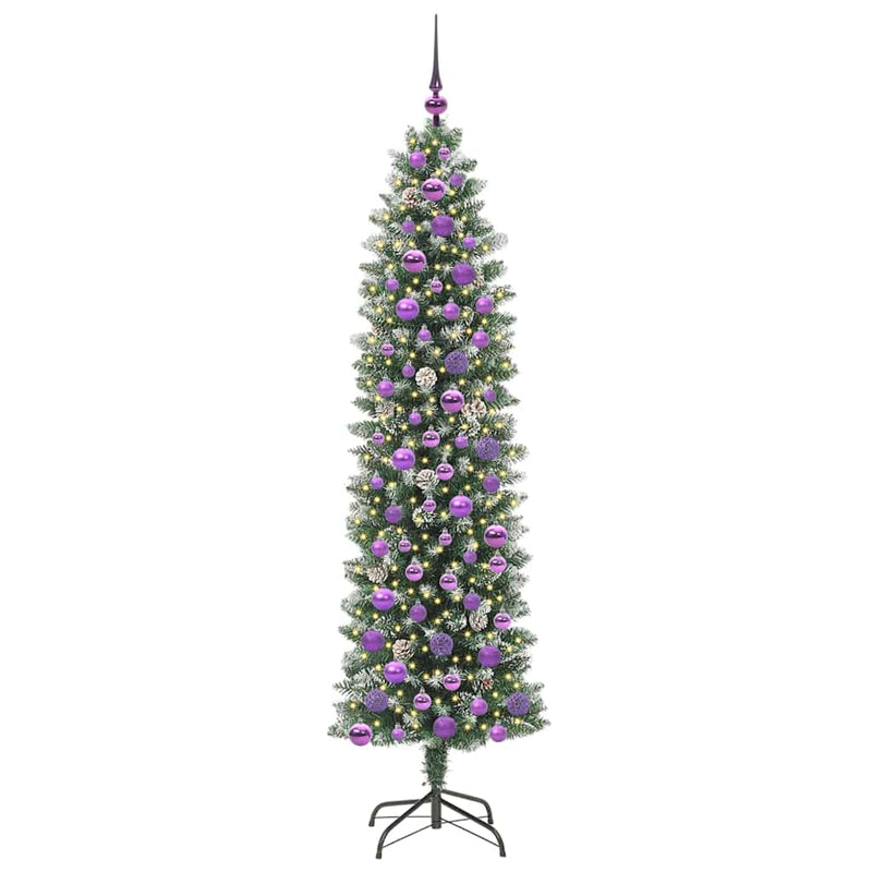 Load image into Gallery viewer, Vidaxl kunstmatige slanke kerstboom met 300 led groen en wit 180 cm
