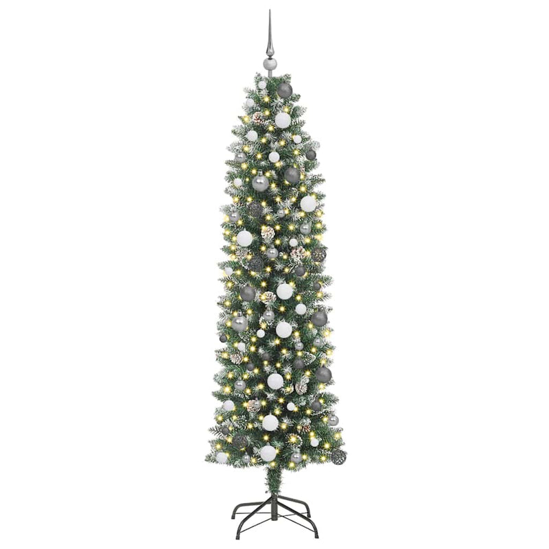Load image into Gallery viewer, Vidaxl kunstmatige slanke kerstboom met 300 led groen en wit 210 cm
