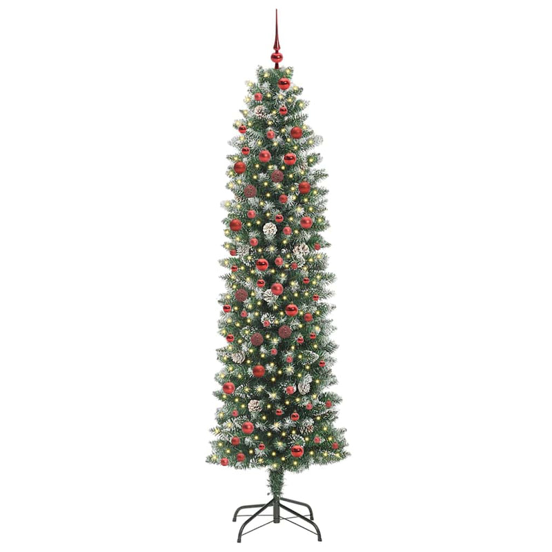 Load image into Gallery viewer, Vidaxl kunstmatige slanke kerstboom met 300 led groen en wit 210 cm
