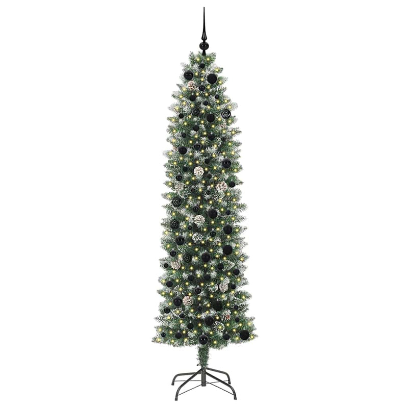 Load image into Gallery viewer, Vidaxl kunstmatige slanke kerstboom met 300 led groen en wit 210 cm
