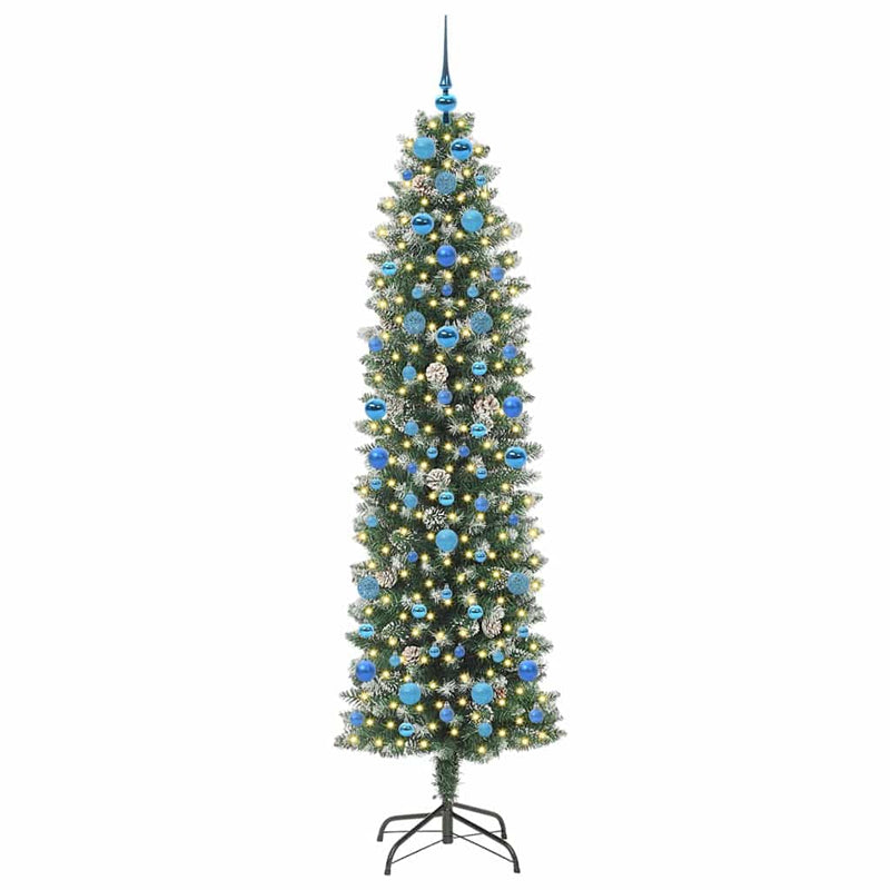 Load image into Gallery viewer, Vidaxl kunstmatige slanke kerstboom met 300 led groen en wit 210 cm
