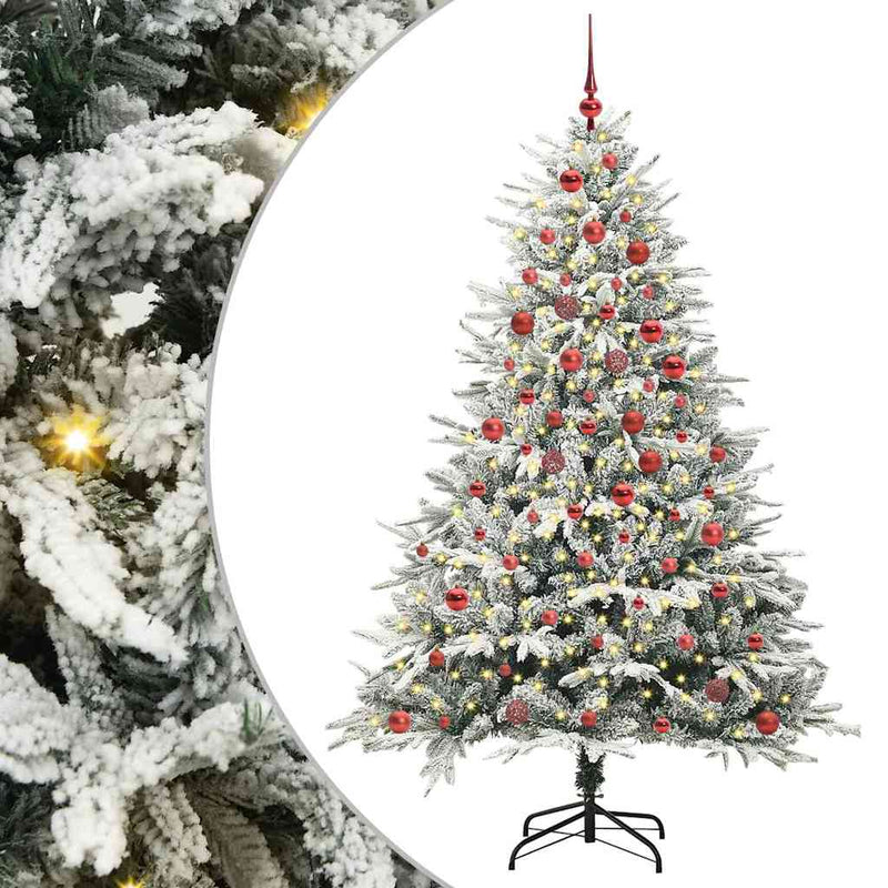 Load image into Gallery viewer, Vidaxl artificial pre-lit kerstboom met ballenset groen 180 cm
