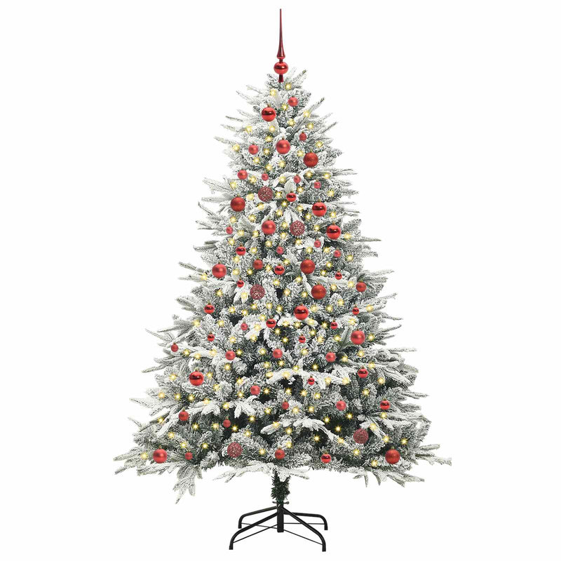 Load image into Gallery viewer, Vidaxl artificial pre-lit kerstboom met ballenset groen 180 cm
