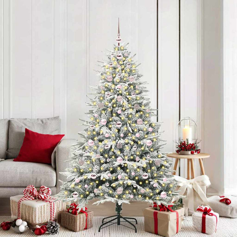 Load image into Gallery viewer, Vidaxl artificial pre-lit kerstboom met ballenset groen 180 cm
