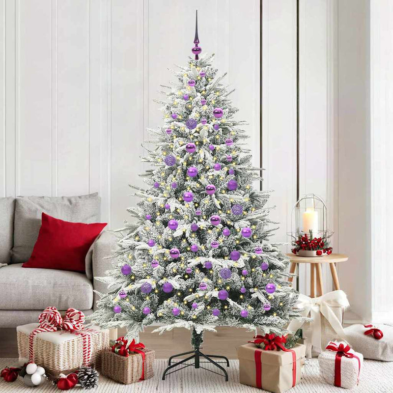 Load image into Gallery viewer, Vidaxl artificial pre-lit kerstboom met ballenset groen 180 cm
