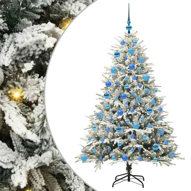 Load image into Gallery viewer, Vidaxl artificial pre-lit kerstboom met ballenset groen 180 cm
