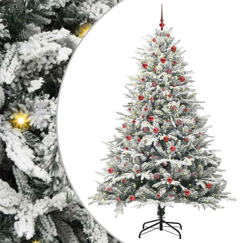 Load image into Gallery viewer, Vidaxl artificial pre-lit kerstboom met ballenset groen 210 cm
