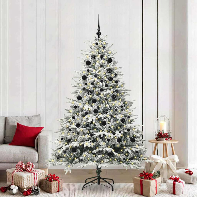 Load image into Gallery viewer, Vidaxl artificial pre-lit kerstboom met ballenset groen 210 cm
