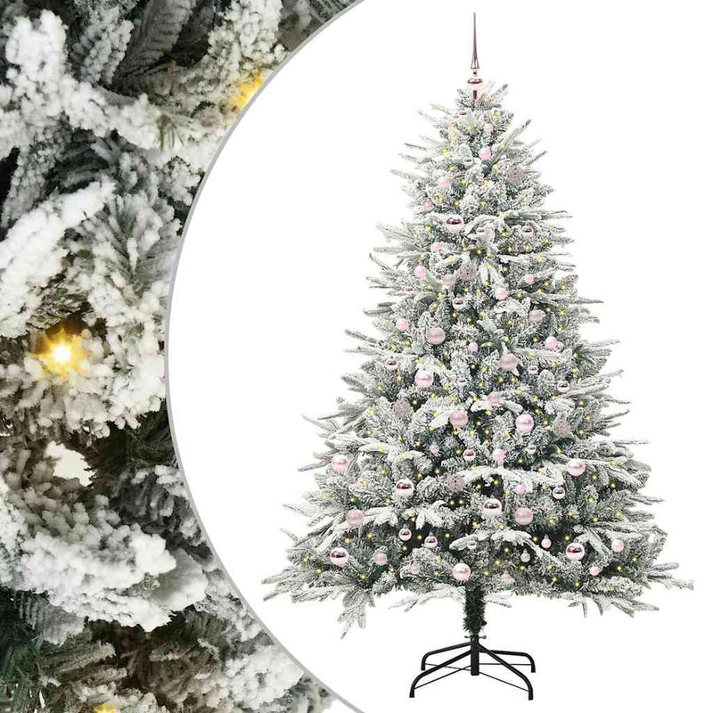 Load image into Gallery viewer, Vidaxl artificial pre-lit kerstboom met ballenset groen 210 cm
