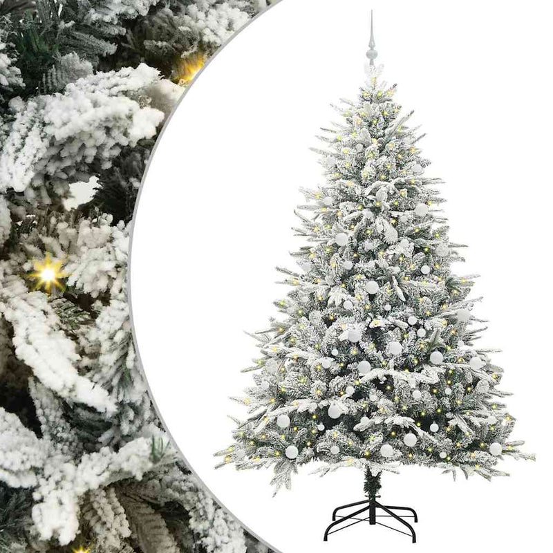 Load image into Gallery viewer, Vidaxl artificial pre-lit kerstboom met ballenset groen 210 cm
