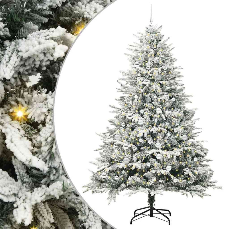 Load image into Gallery viewer, Vidaxl artificial pre-lit kerstboom met ballenset groen 210 cm
