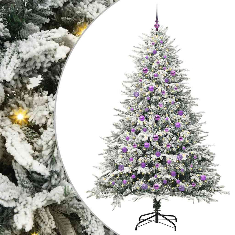 Load image into Gallery viewer, Vidaxl artificial pre-lit kerstboom met ballenset groen 210 cm
