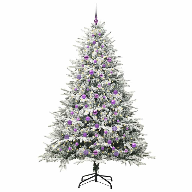 Load image into Gallery viewer, Vidaxl artificial pre-lit kerstboom met ballenset groen 210 cm
